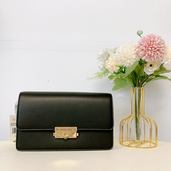 Michael Kors 35R3G0EC60 Cece Medium Flap Crossbody Bag IN BLACK